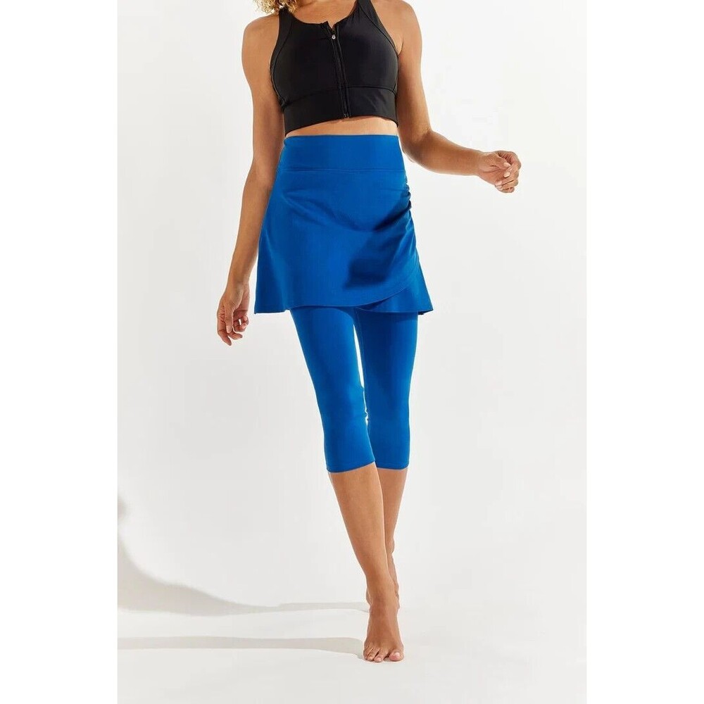 Coolibar UPF 50+ Marine Blue Skirted Swim Capris Plus Size 2X